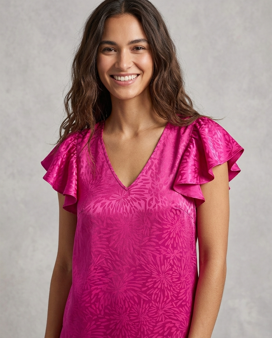 Blusa Caprari Fucsia jacquard satinado - modelo
