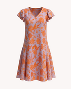 Vestido Caprari estampado floral naranja y lila - modelo