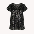 Blusa Caprari Noche chifón negro con destellos plateados - vista del producto