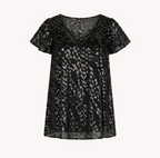 Blusa Caprari Noche chifón negro con destellos plateados - vista del producto