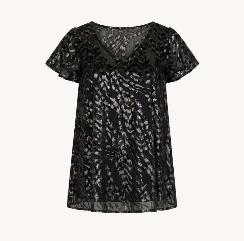 Blusa Caprari Noche chifón negro con destellos plateados - vista del producto