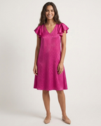 Vestido Caprari Jacquard Fucsia - Modelo vista frontal