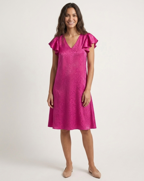 Vestido Caprari Jacquard Fucsia - Modelo vista frontal