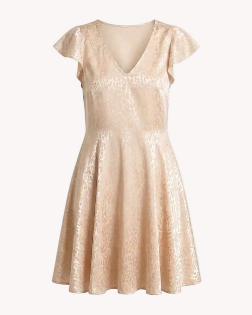 Vestido Caprari Jacquard Champán - Vista del vestido plano