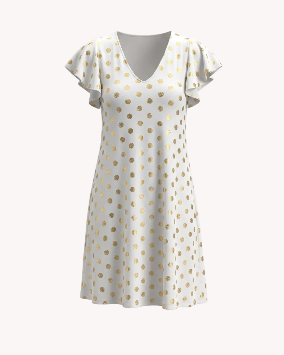 Vestido Caprari Lunares Dorados - Vista del vestido plano