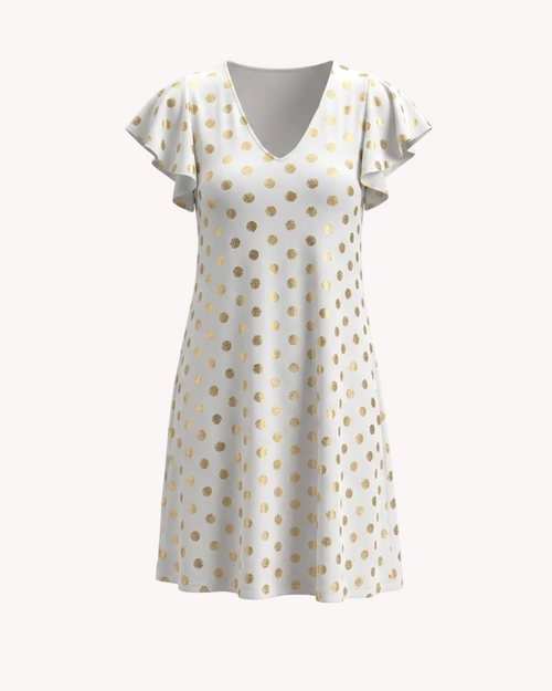 Vestido Caprari Lunares Dorados - Vista del vestido plano