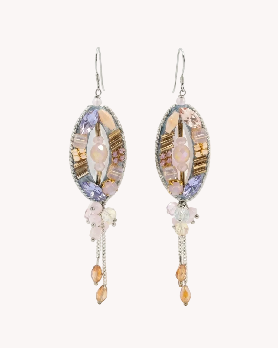 Yvicor Collection Lilac Stone Oval Hoop Costume Earrings