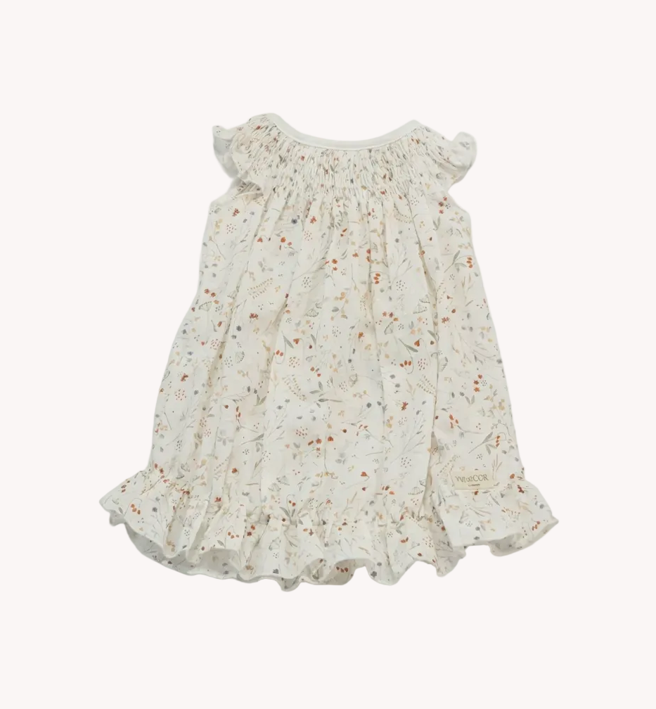 Conjunto Bebé Vestido alas de angel y Bombacha Botánico Acuarela