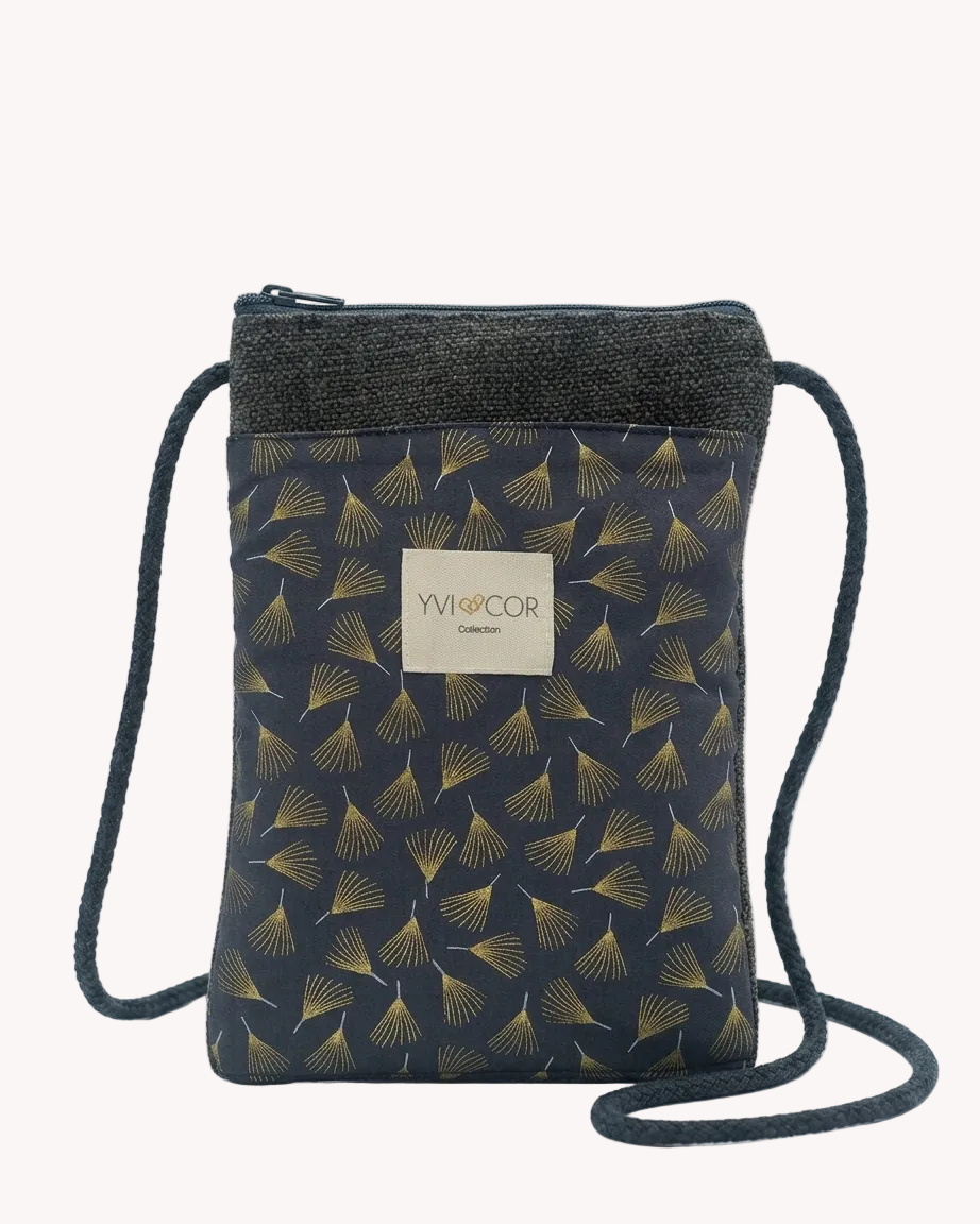 Portamòbil bandolera fulles ginkgo daurades Yvicor Collection