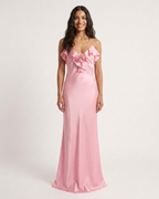 Pink Satin Long Cami Dress – for Weddings and Events