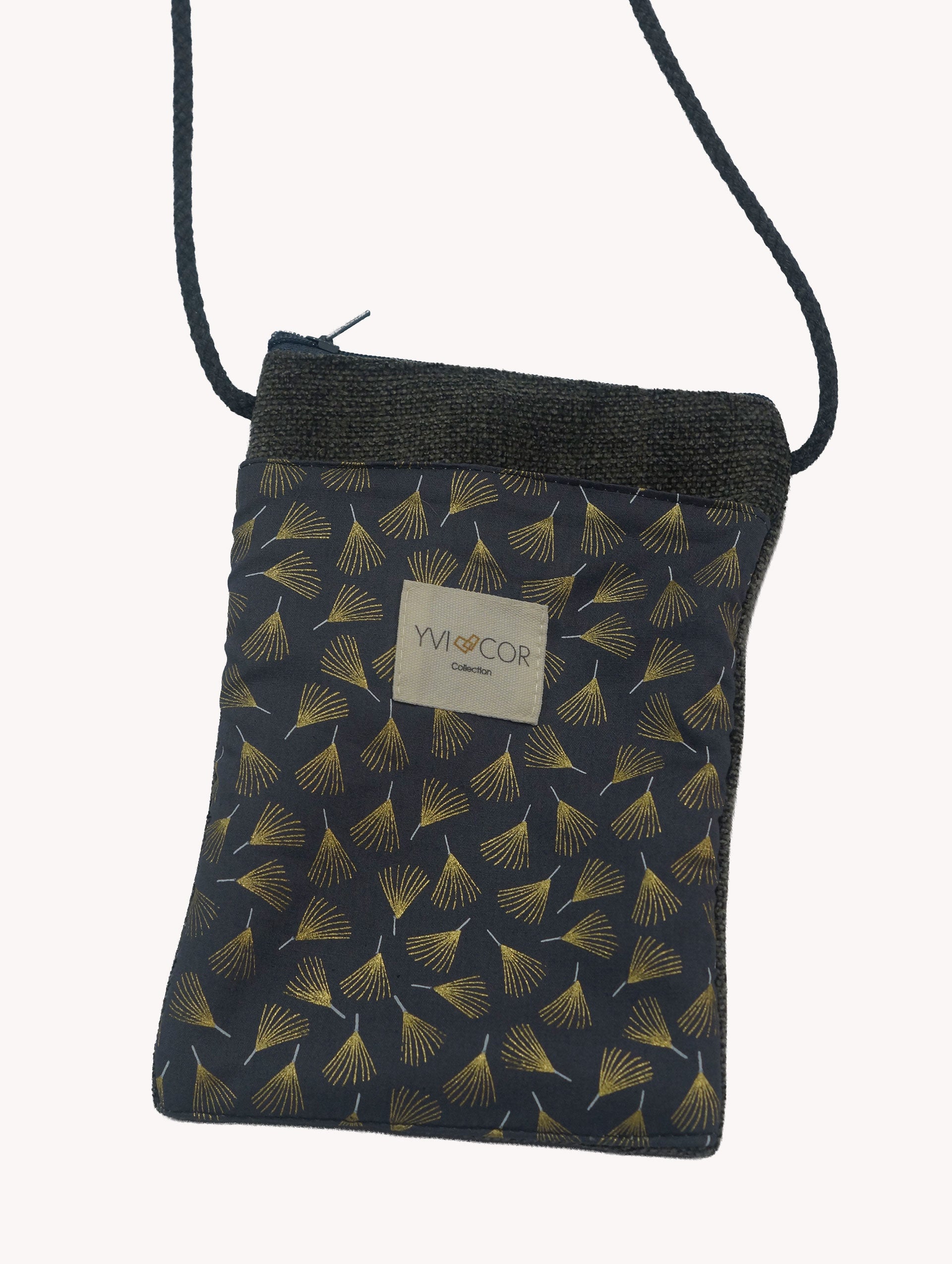 Portamóvil bandolera hojas ginkgo doradas Yvicor Collection - Atelier Yvicor