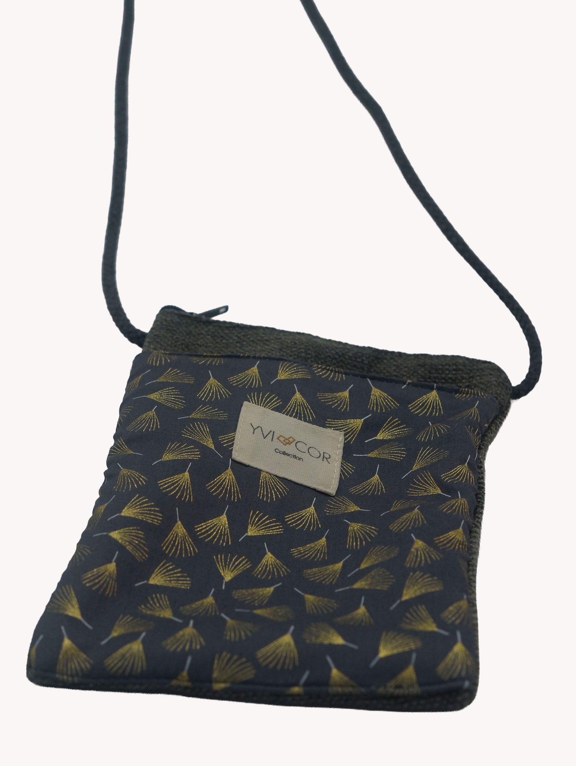 Portamóvil bandolera hojas ginkgo doradas Yvicor Collection - Atelier Yvicor