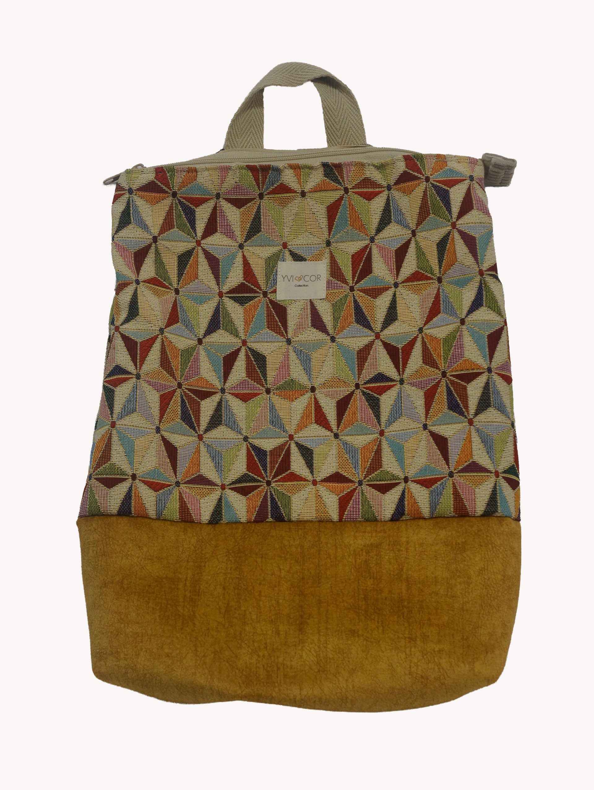 Mochila Tapiz Geométrico Camel Yvicor Collection - Atelier Yvicor