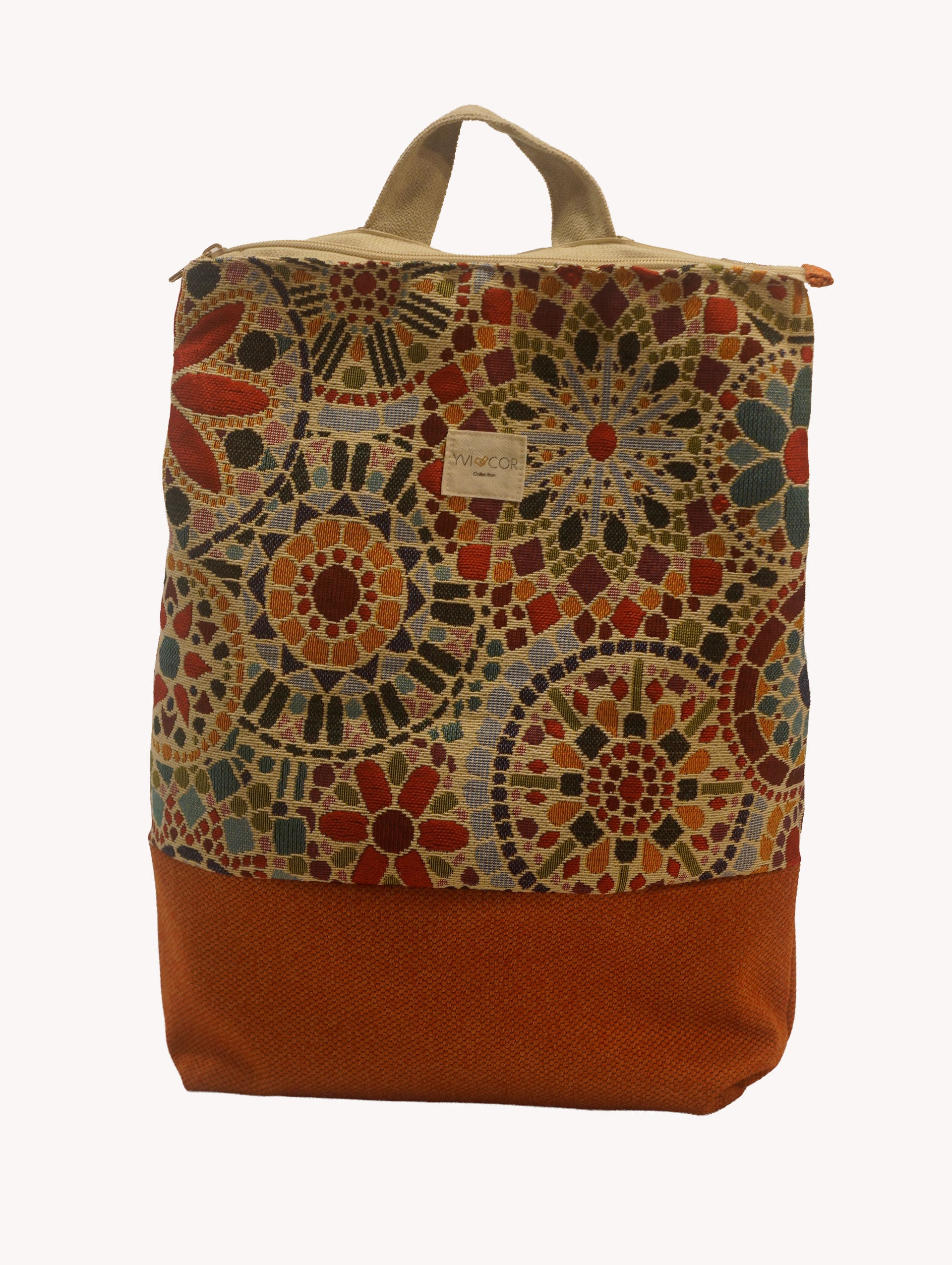 Mochila Tapiz Mosaico Mandala Naranja Yvicor Collection - Atelier Yvicor