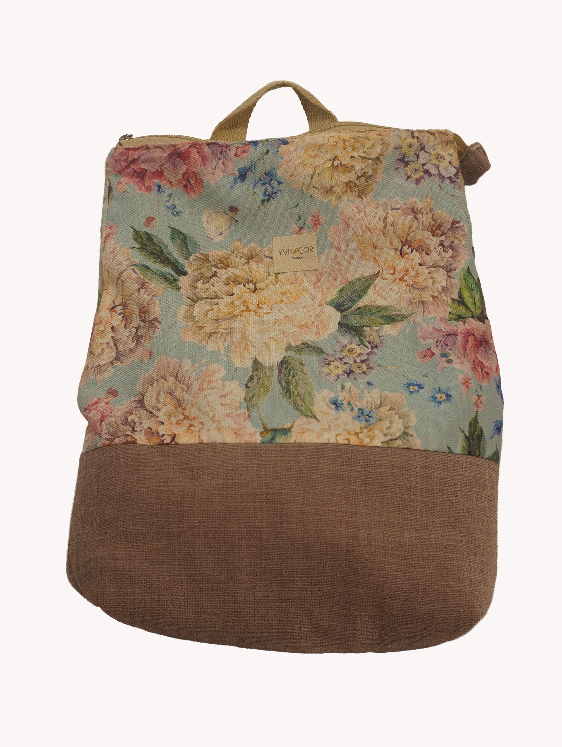 Mochila Floral Peonías Azul Celeste Yvicor Collection - Atelier Yvicor