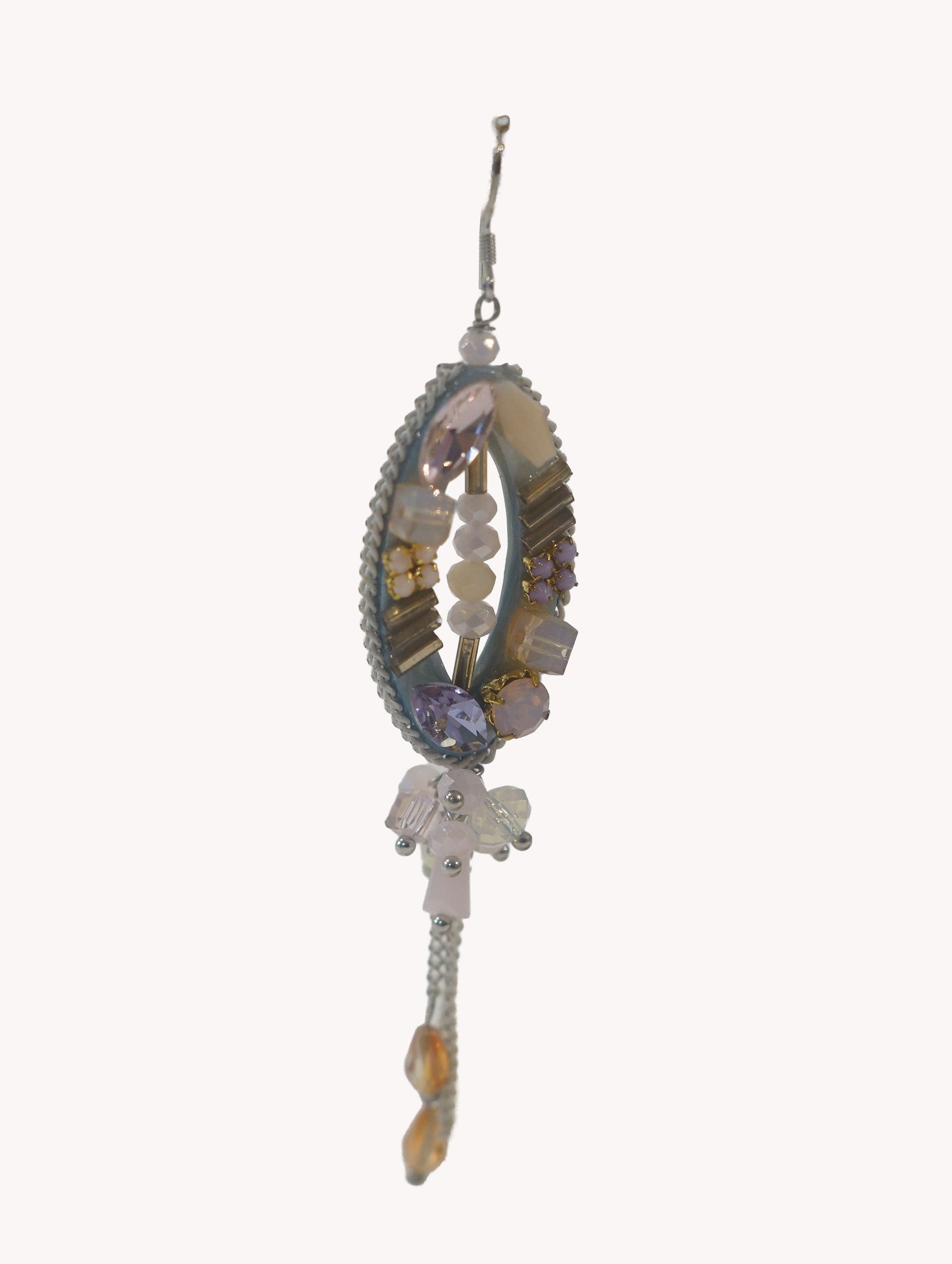 Pendientes Bisutería Aro Oval Piedras Malva Yvicor Collection - Atelier Yvicor