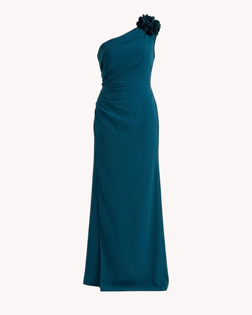 Vestido Rosaura de Atelier Yvicor en color azul petróleo, diseño elegante y femenino.