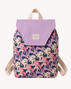 Mochila infantil lila con estampado de ponis y tirantes color crudo