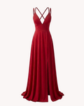 Vestido Largo Rojo Espalda Cruzada