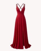 Vestido Largo Rojo Espalda Cruzada