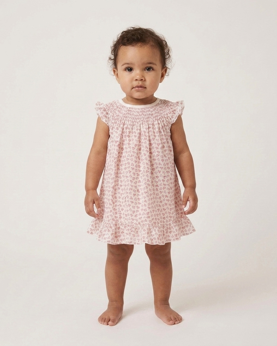Conjunto Bebé Vestido y Bombacha Floral Hortensias Rosa