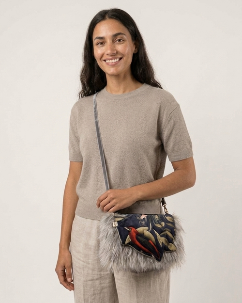 Yvicor Collection Gray Hair Tropical Parrot 3D Embossed Clutch Bag