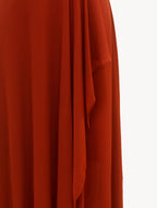 Vestido Largo Rojo Teja con Volantes - Atelier Yvicor
