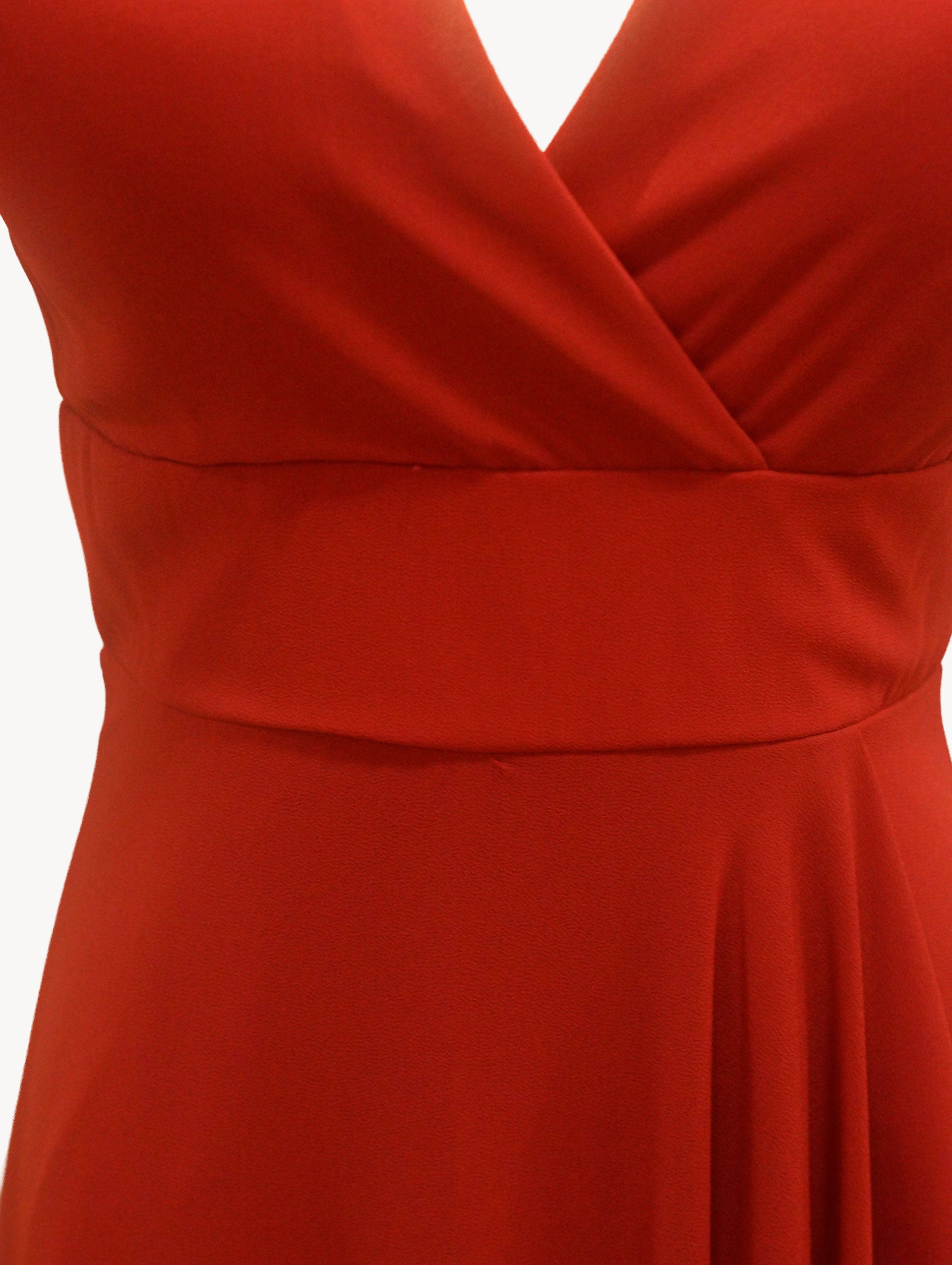 Vestido Largo Rojo Teja con Volantes - Atelier Yvicor